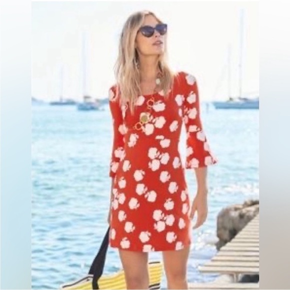 Boden Red Floral Long Sleeve Dress size 2 - Picture 1 of 5